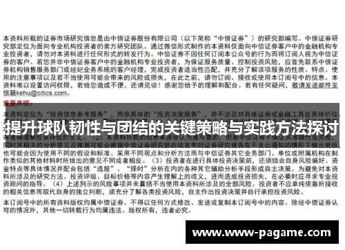 提升球队韧性与团结的关键策略与实践方法探讨